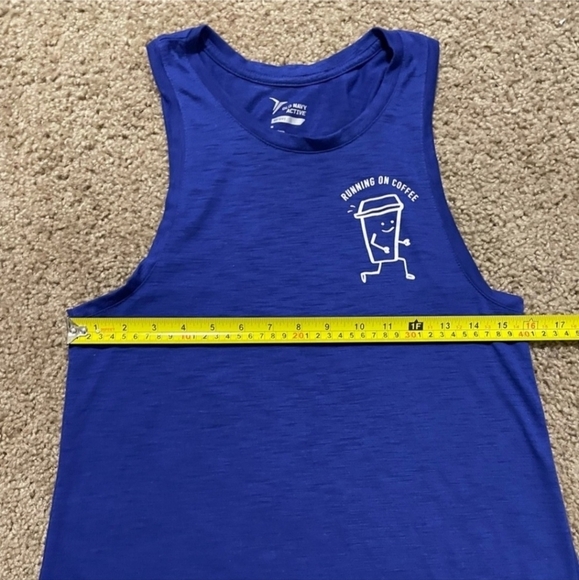 Old Navy "Running on Coffee" Go-Dry Loose Tank Top Women's Medium M Purpley Blue - Picture 6 of 8